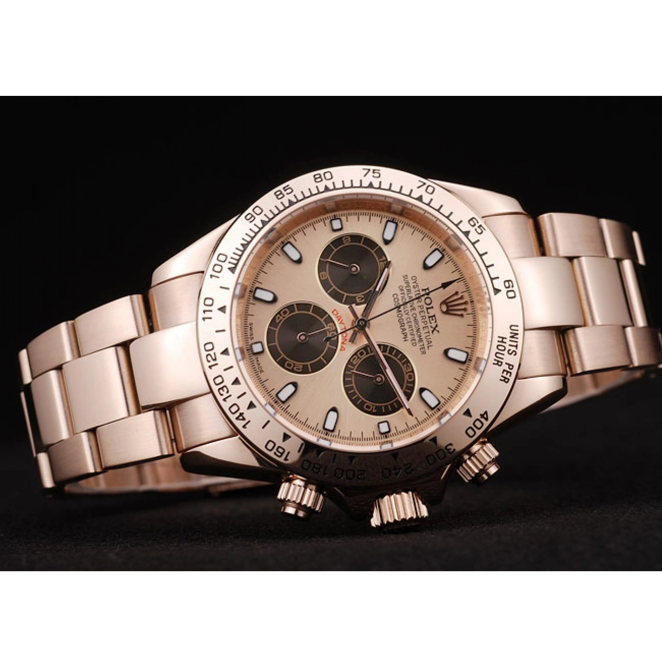 Best AAA Replica Sites Gold Daytona Dial Bezel Steel Stainless Rolex Rose Rose Plated Gold 0626
